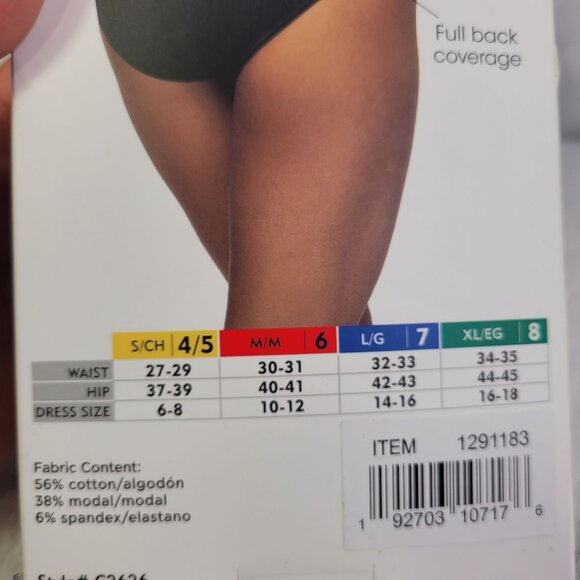 Felina Hi-Cut Cotton Stretch Panty Full Coverage Multicolor Size Medium 8-Pack - Picture 15 of 16